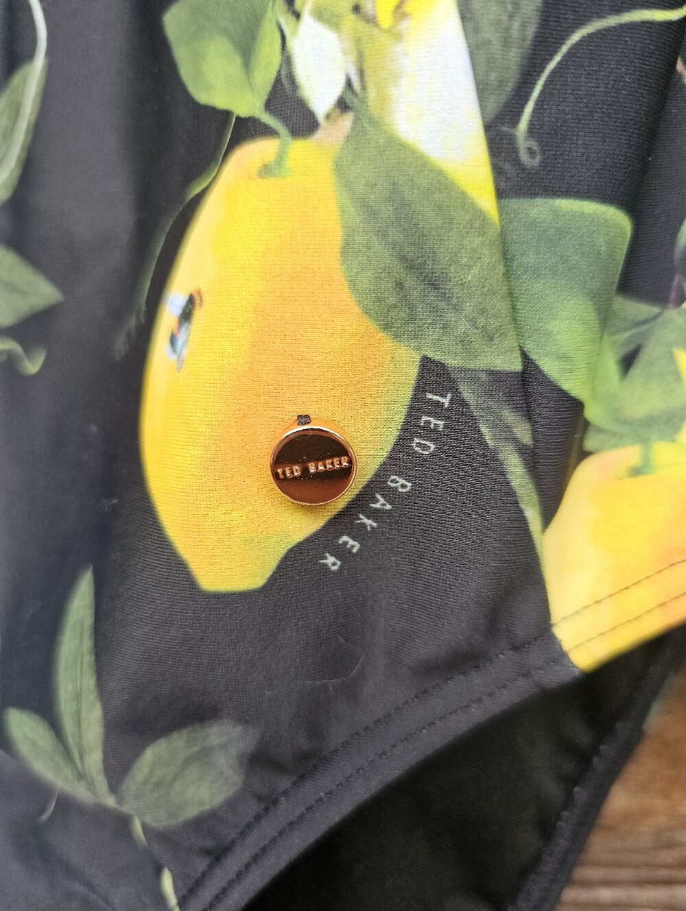 Ted Baker London One Piece Swimsuit Black Floral Lemon Print Underwire Bustier - Picture 5 of 14